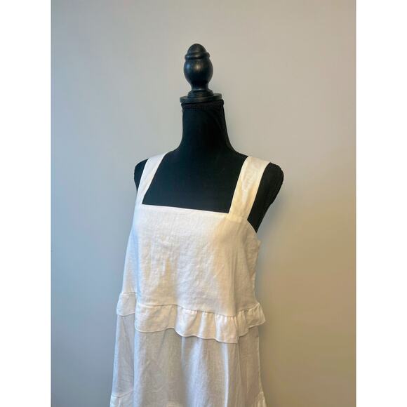 Show Me Your Mumu Napa Mini Dress in White Linen Large Sleeveless Tiered Ruffle - Picture 4 of 5